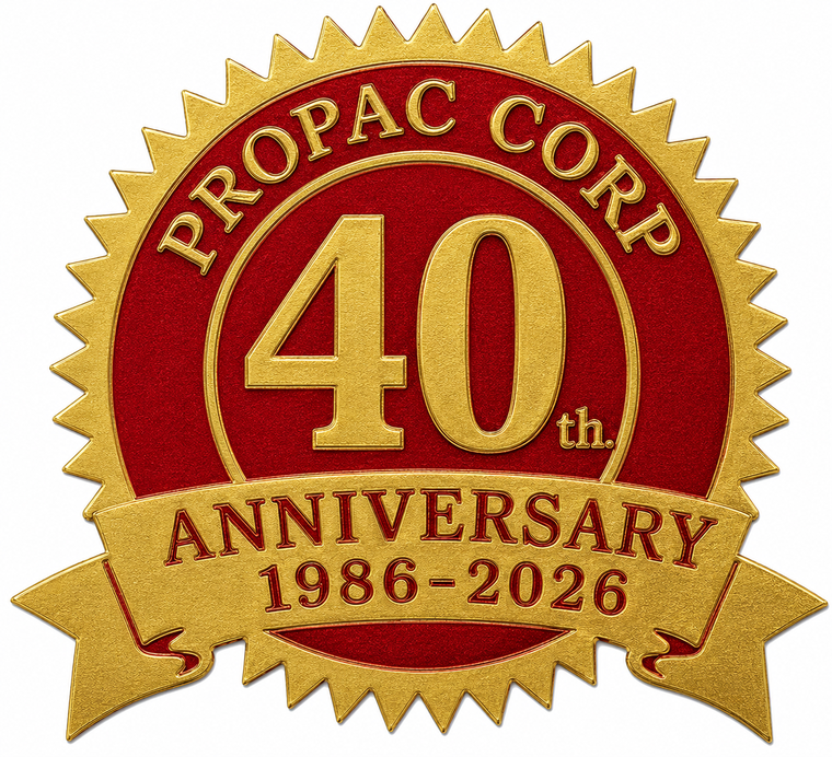 Propac Corp 40th Anniversary logo